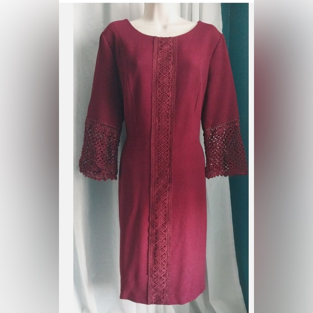 Karl Lagerfeld  BURGUNDY/ WINE 3/4 Sleeve Dress
Used
